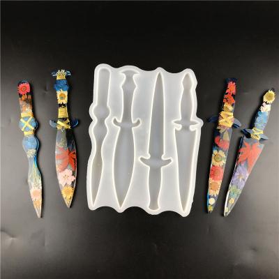 China Viable 5557 Types Dagger Defense 4 Epoxy Resin Cast Dagger Athame Knife Magic Wands Silicone Mold for sale