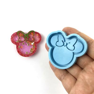 China 3077 DIY arc mouse minnie minnie mouse 3D phone grip badge reel silicone mold viable shiny silicone mold for sale