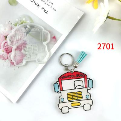 China Viable 2701 School Bus Bag Badge EPOXY Reels Key Chain Silicone Mold Resin For Key Chain Silicone Mold Mold for sale