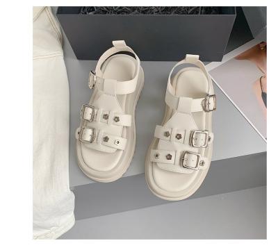 China Cushioning Roman Sandals thick soled for women's summer 2022, with simple strap and flat casual platform sports, soft soled women's shoes for sale