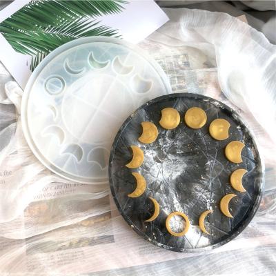 China Sustainable 6650 Eclipse Plate Drop Glue Resin Mirror Silicone Mold Aromatherapy Plaster Mold for sale