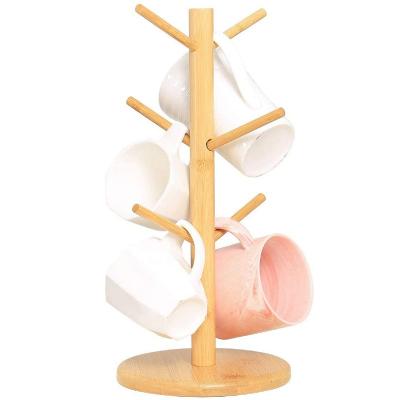 China Minimalist Bamboo Cup Holder Tree,Organic Bamboo Cup Holder.Coffee Cup Dryer With 6 Hooks for sale