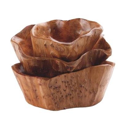 China Viable Natural Wood Wooden Bowl Antique Natural Bamboo Salad Bowl for sale