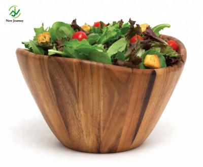 China Sustainable Wood Salad Bowl Antique Natural Bamboo Acacia Salad Bowl for sale