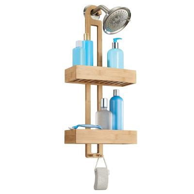 China Bamboo Bathroom Shampoo Conditioner and Soap Storage Shelves for sale