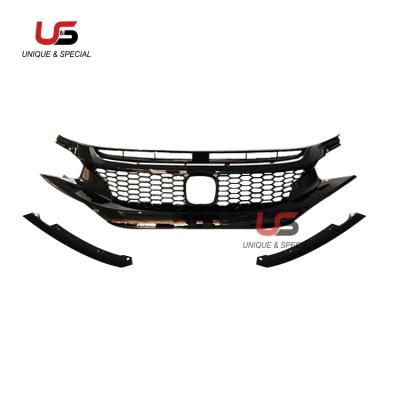 China Front ABS Honeycomb Grill Gloss Black For Honda Civic 16'-18' Type R Sedan Type for sale