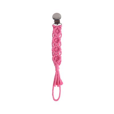 China BPA Free Explosive Ideas DIY Hand - Woven Cotton Rope Flat Pacifier Clip Pacifier Chain for sale