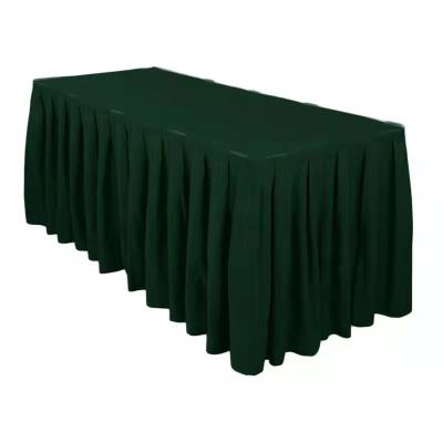 China Oilproof 100% Polyester Fabric Wedding Banquet Birthday Party Table Edging Satin Box Pleated Style Willow Tablecloth Table Skirt Curly for sale