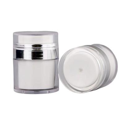 China Free Sample Cosmetic White And Acrylic Press With Clear 15g 30g 50g Imperial Cream Jar for sale