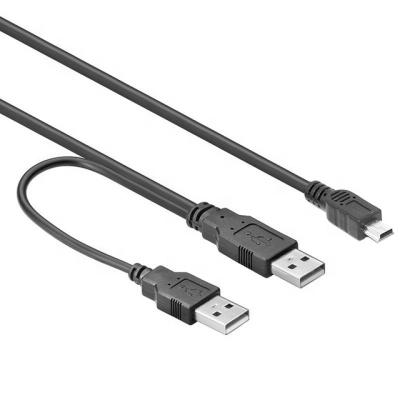 China Mobile Phone Slot USB 2.0 Male To Mini 5 Pin Y Cable And Data Power Cables For Hard Disk Drive for sale