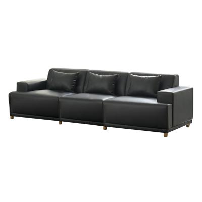 China Modular black leather sofa 3 seater sofa for executive office lounge for sale