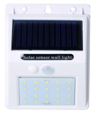 China Modern 3 Modes Work PIR Solar Sensor Wall Light LM-T8/3D-20D 80LM 4W Solar Led Wall Lamp for sale