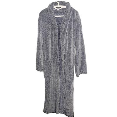 China Wholesale QUICK DRY Microfiber Flannel Winter Fleece V Collar Fluffy Plush Bathrobe For Men And Wome for sale