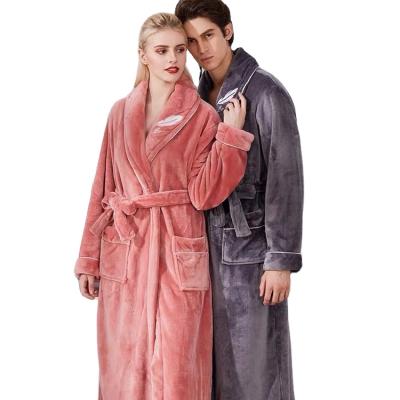 China QUICK DRY luxury custom made comfortable autumn and winter home lovers shear velvet coral bathrobe for sale