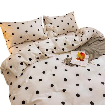 China Wholesale Anti-Static Polyester Low Price Queen Size Polka Dots Luxury Bed Sheet Set 4piece for sale