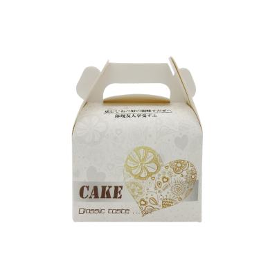 China Cute Custom Printing Recyclable Folding Recycled Cardboard Coated Paper Cake Boxes With Carry Handle for sale