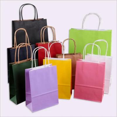 China Cheap Funny Fancy Fashionable Bright Colorful Eco-Friendly Recycled Materials Craft Paper Handbag Shape Paper Gift Gift Bag With Handles for sale