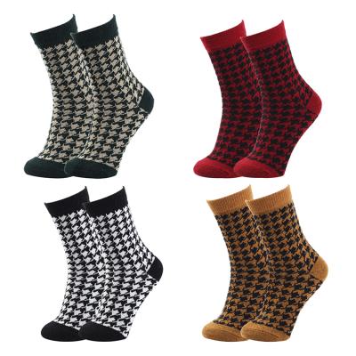 China Wholesale Winter Antibacterial In Thick Warm Thermal Women Terry Wool Socks Retro Fancy Current Hot Sale Fashion Striped Wool Socks for sale