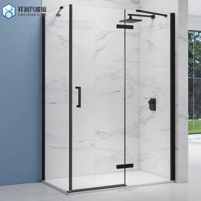 China Tempered Glass Matte Black Shower Enclosure with Sliding Doors and Single Glass for sale