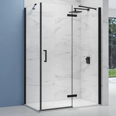 China Single Glass Black Frame Bathroom Glass Shower Screen Swing Door with Customization for sale