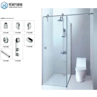 China Stainless Steel Handle Shower Doors Bypass Sliding Bathroom Frame at Affordable Cost for sale