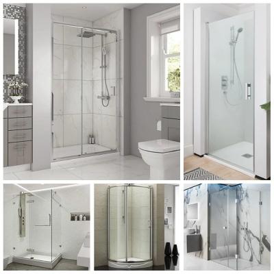 China Fan Shape Two Sliding Doors Shower Cabin with Tempered Glass and Customized Request for sale