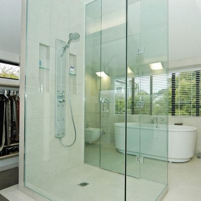 China Half Round Stainless Steel Shower Enclosure with Swing Door and Flat Polished Edge Work for sale