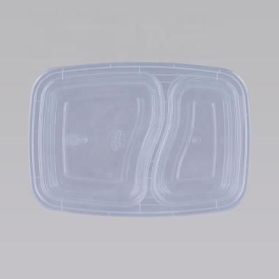 China Disposable 2 Compartment Freshness Keeping Lunch Take Out Box Package Container Rectangle Food Grade Plastic Meal Prep Containers With Lids for sale