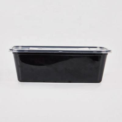 China Portable Freshness Preservation Leak Proof Square 1500ml Black Container Packing Box For Food for sale