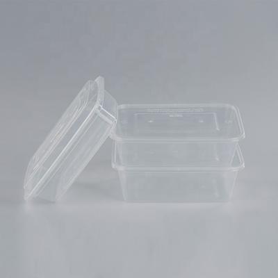 China 680ml Transparent Plastic Rectangle Food Cool Storage Box Microwave Freshness Storage Box Sealed Lunch Box for sale