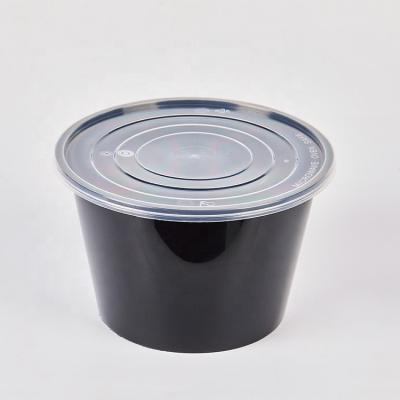 China Eco-friendly round 1580ml round black freshness preservation portable plastic bowl with lid for sale