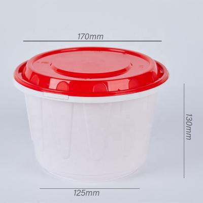 China Eco-friendly disposable ivory plastic bucket freshness preservation seafood last 1780ml with lid for sale