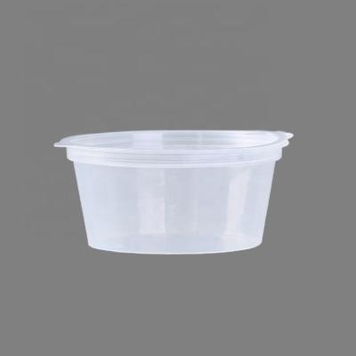 China Freshness Keeping Round Small Clear Plastic Disposable Hinged Sauce Cup Takeaway Food Container With Lid for sale