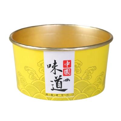 China Disposable Freshness Keeping Top Gold Foil Container Custom Printing Paper Salad Bowl With Lid for sale