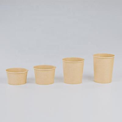 China Freshness Preservation Custom Paper Cups Disposable Single Wall Biodegradable Paper Cups Kraft Paper Bowl 550ml Round Bowl for Caterer for sale