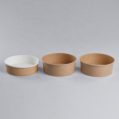 China Freshness Design Kraft Paper Food Containers 850ml Kraft Paper Soup Salad Bowl Wholesale Eco-friendly Paper Cups With Lid Food Paper Bowl for sale