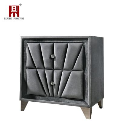 China Wholesale Tufted Furniture Dingzhi Velvet Table Bedroom Solid Wood Bedside Stand With Drawers Bedside Wood Side Table for sale