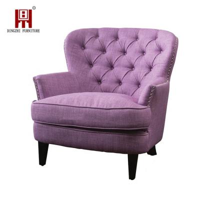 China Modern Leisure Tufted Wooden Chair Arm Chair Furniture Living Room Hotel Accent Chair for sale