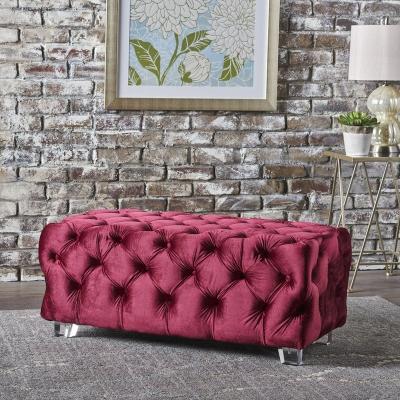 China Acrylic Sofa Stool Living Room Velvet Ottoman Feet (Other) Adjustable Wooden Canape Bench Stool End Bed for sale