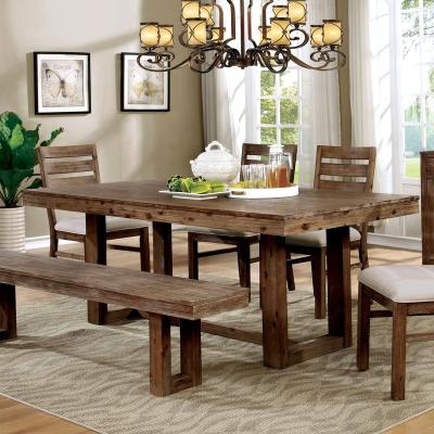 China Dongguan Extendable He Gray Barn Whiskey Rose Natural Tone Plank Style Dining Table for sale