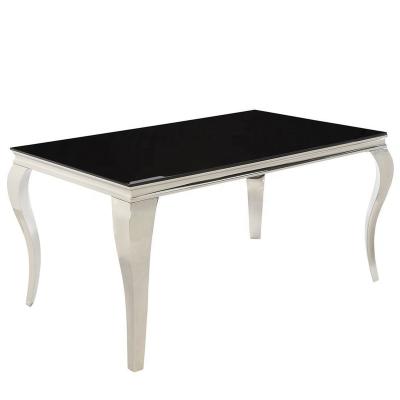 China Dingzhi Solid Wood Dining Contemporary Black Dining Table - Silver for sale