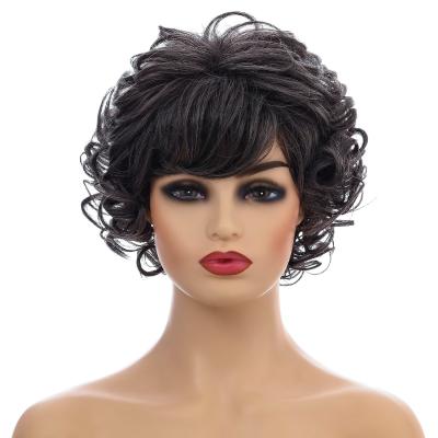 China Super wave 10 inch European and American ladies silver gray fluffy curly hair short cowl the new synthetic hair for sale