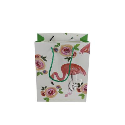 China Recyclable Flamingo Gift Paper Bag With Handles For Wholesale Custom LOGO Shopping Packing Bags Candy Candy Garment Bag Catering for sale