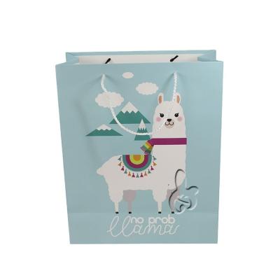 China Factory Sale Recyclable Hot Wholesale Cute Alpaca Gift Paper Bag With Handle Fashion Christmas Wedding Party Gift Packaging Bag Custom LOGO for sale