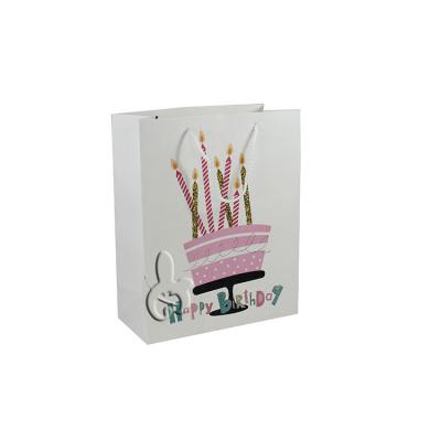 China Factory Wholesale Recyclable Stain Printed Paper Bag Happy Birthday Cake Gift With Handle LOGO Shopping Gift Packaging Bags Custom Made for sale