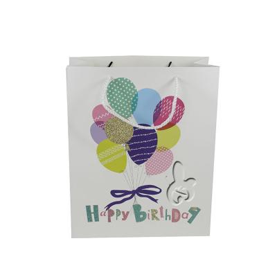 China Balloon Happy Birthday Gift Recyclable Paper Bag Large With Handle Party Shopping Gift Clothing Packaging Bag Cardboard Wholesale Custom for sale