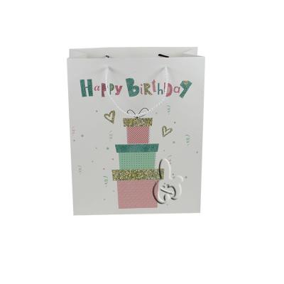 China Color Printing Birthday Party Shopping Recyclable Paper Bag With Handle LOGO Gift Cake Bread Wholesale Custom Clothing Packaging Bags for sale