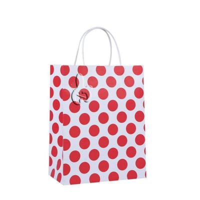 China Custom Recyclable High Quality Colorful Tote Polka Dot Logo Food Wrapping Paper Gift Paper Bags With Handle for sale