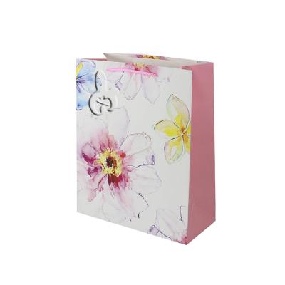 China New Flower 2022 Recyclable Creative Colorful Custom Pattern Gift Packaging Paper Bag With Handle for sale