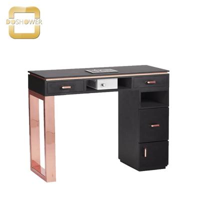 China Modern luxury nail manicure table with black and rose gold nail table for modern manicure table set for sale